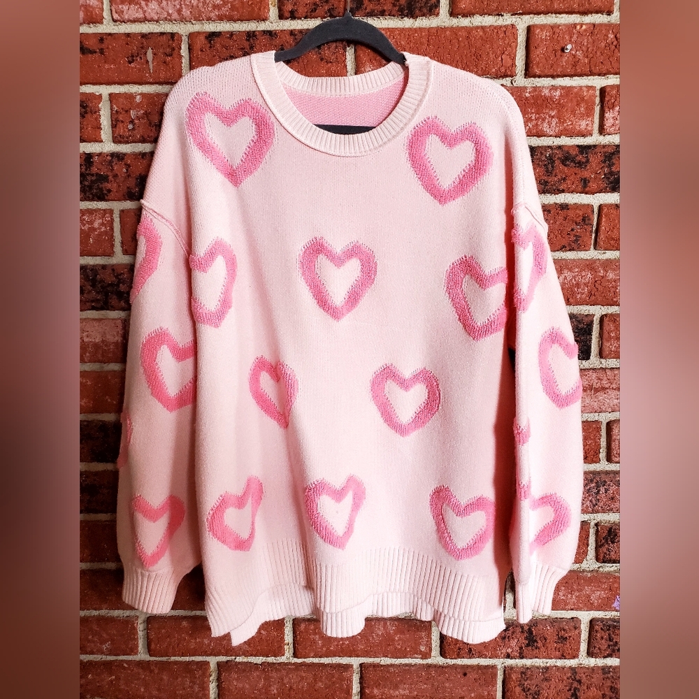 Charming Pink Heart Sweater